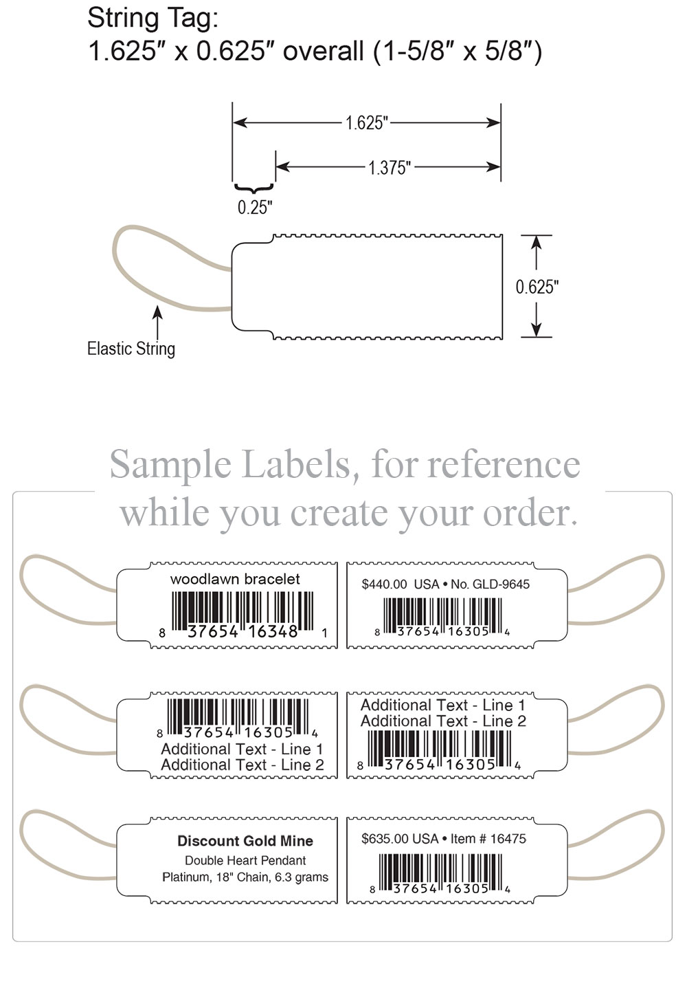 Elastic String Tags - Jewelry Labels And Tags